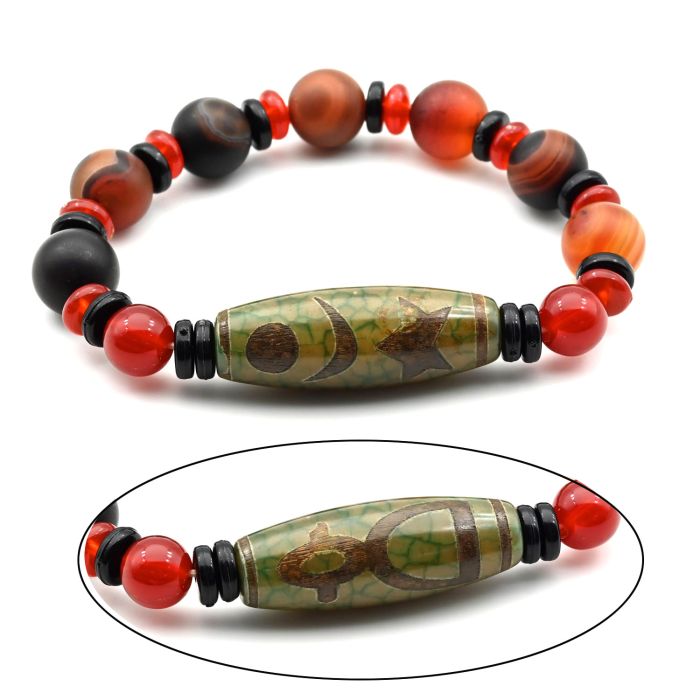 Ji bead bracelet "Universe with Kubera" barrel 14*40mm with sardonyx ball 12mm