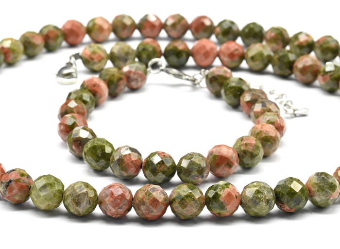 Beads and bracelet made of unakite ball gr.8mm, 47cm, 17.5cm