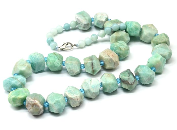 Beads galtovka with faces 13*18mm made of amazonite, 50cm