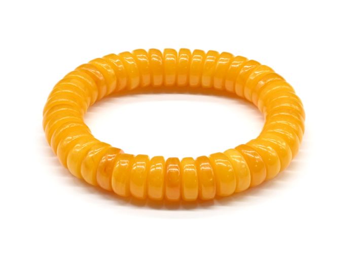 Bracelet made of artificial amber discs 12*4mm color.honey-milk, 16cm