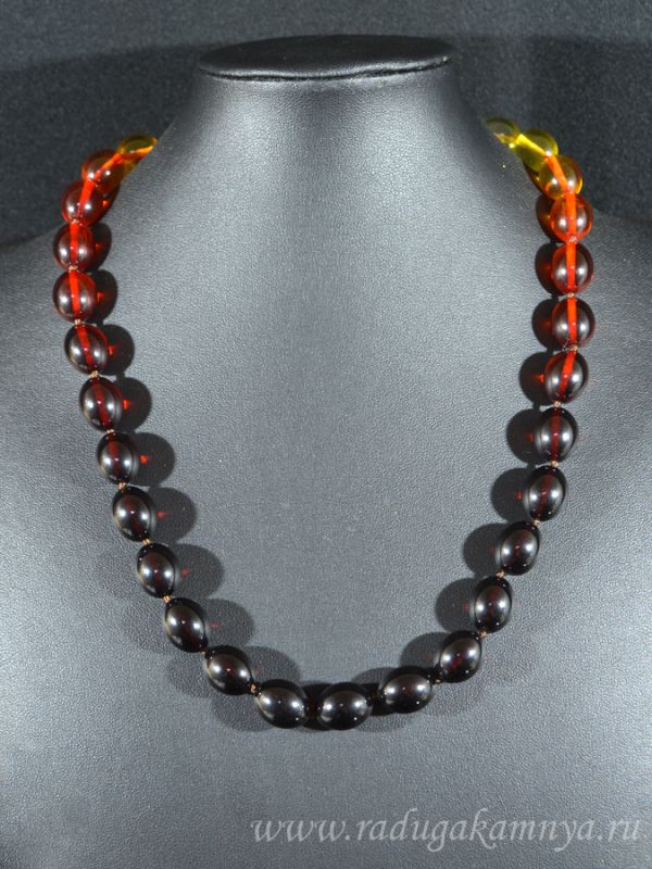 Amber beads oval 11*14mm rainbow lemon cherry, 54cm