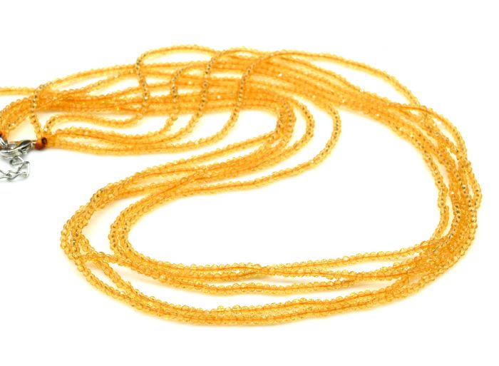 Zircon beads 5 strands ball gr.2mm honey color, 47cm