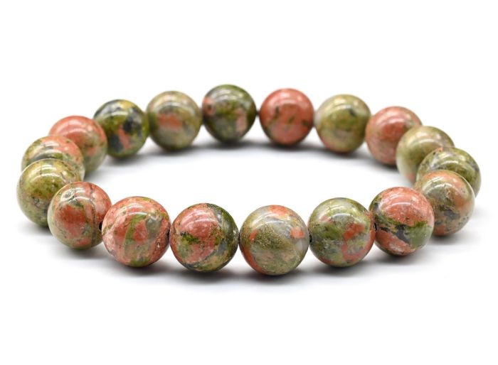 10mm unakite bead bracelet