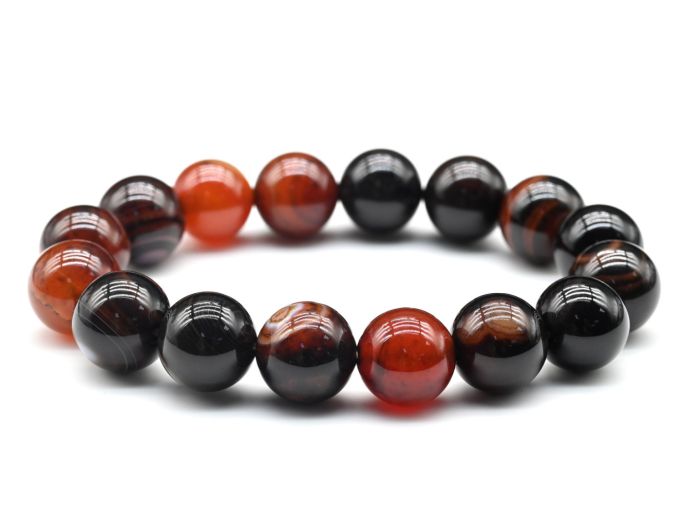 A 12mm sardonyx bead bracelet