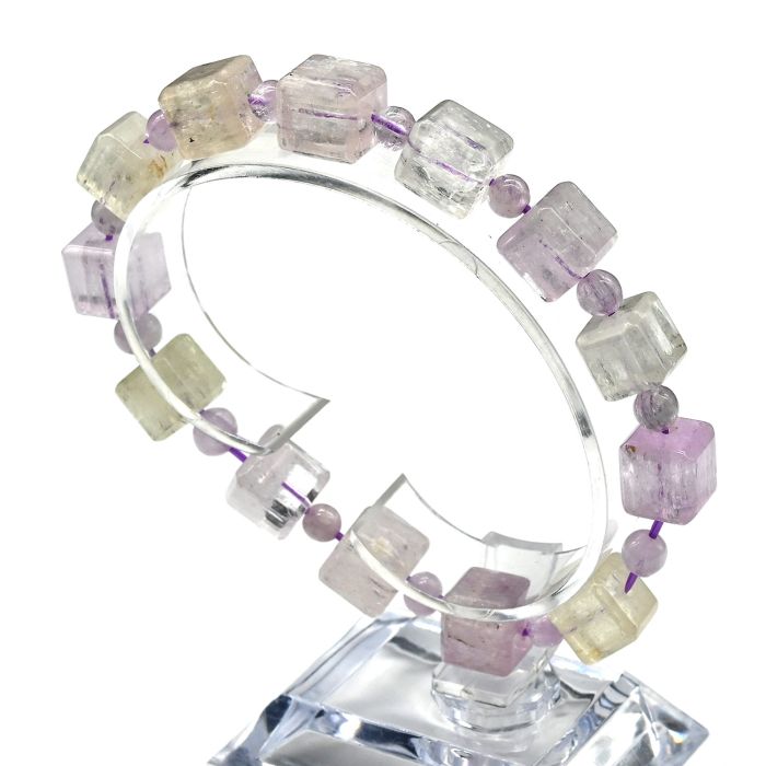 Kunzite bracelet cube 9mm, 36g