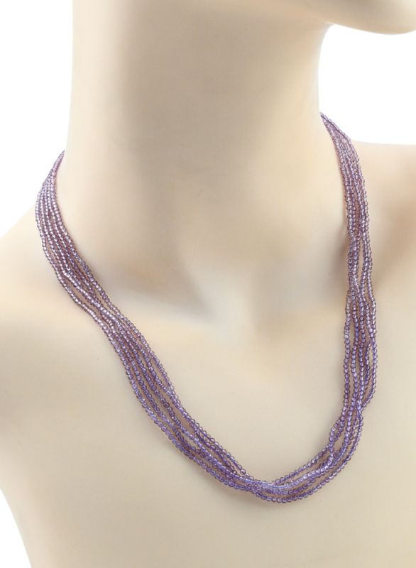 Zircon beads 5 strands ball gr.2mm color.lilac, 48cm