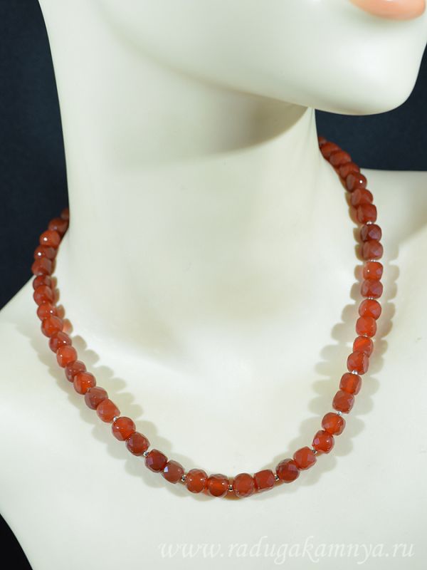 Carnelian beads cube gr.7mm, 44cm, 35.3gr.