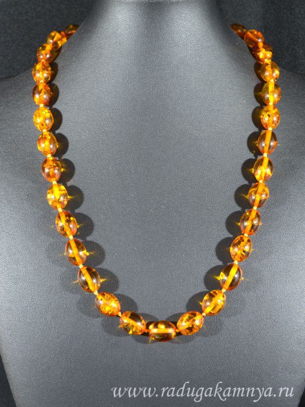 Amber beads oval 11*14mm St.cognac 2, 54cm