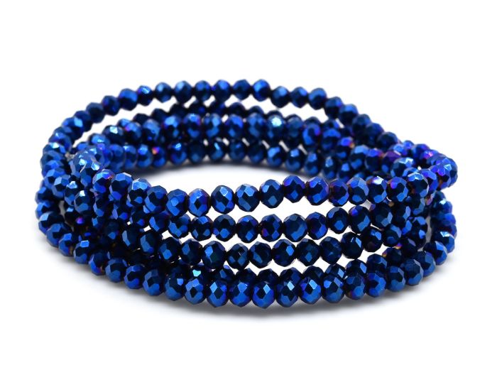 Beads bracelet with an elastic band made of zircon corn gr.4mm ultramarine, 84cm