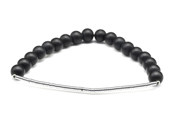 Men's hand bracelet made of shungite and hematite ball 8mm