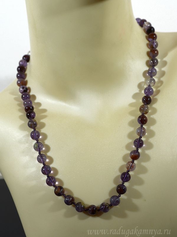 Beads made of amethyst cacoxenite ball 8mm, 53cm