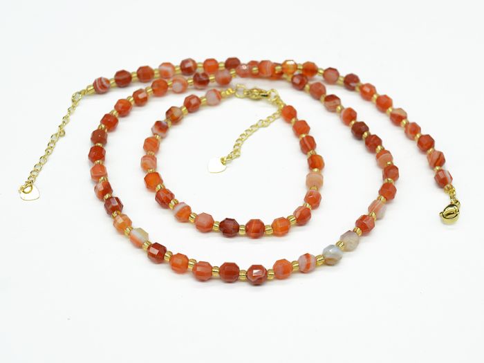 Beads, faceted carnelian bracelet 5*6mm, 45cm, 17cm