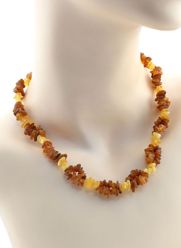 Amber beads light polishing "Double" color. cognac, lemon-milk, 46cm