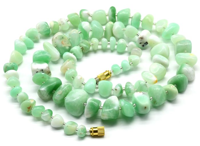 Beads made of Chrysoprase galtovka, 60cm, 55g