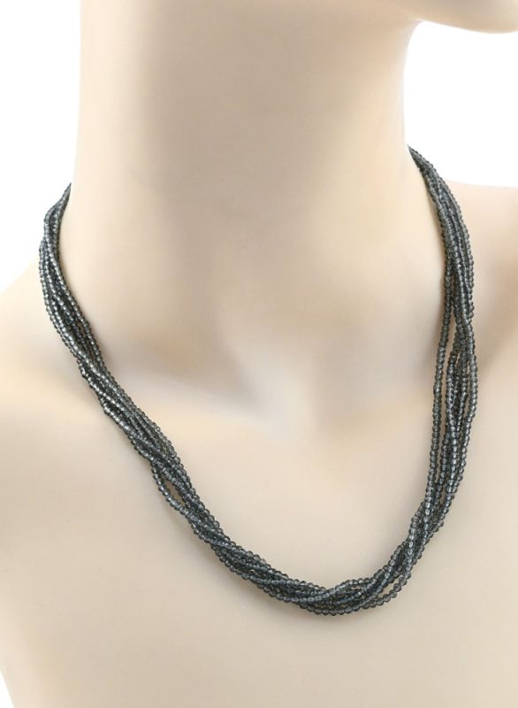 Zircon beads 5 strands ball gr.2mm color graphite, 45cm