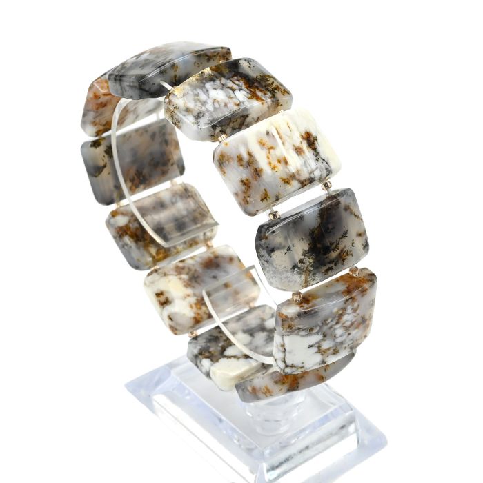 Bracelet made of moss Agate rectangle 25*15mm, 66g