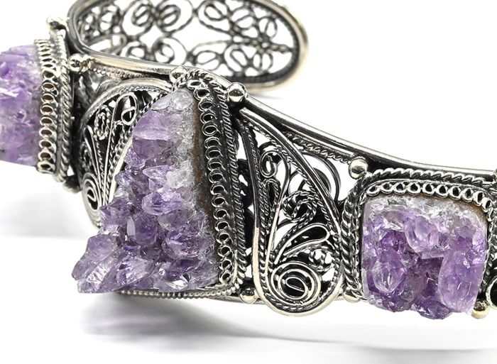 Druze amethyst bracelet, 19cm.