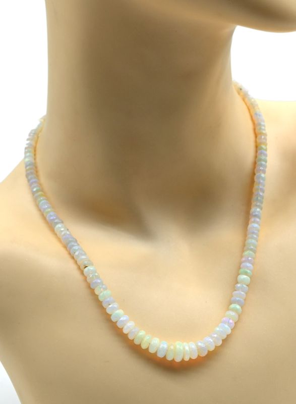 Opal beads cut rondel for an increase of 46cm, 15.5g