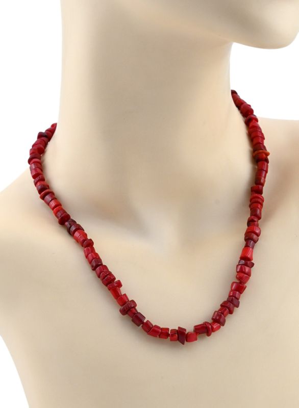 Beads made of red coral galtovka 5-8mm, 48cm