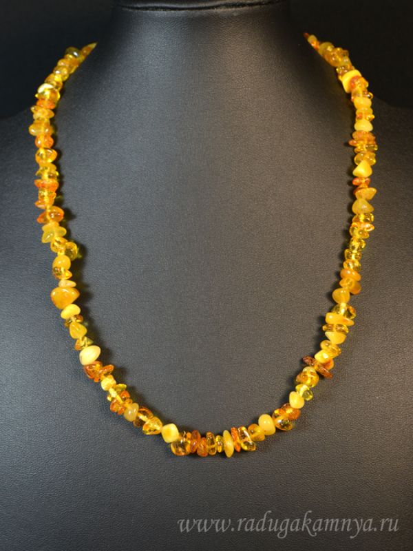 Amber beads, milk crumb, honey, 50cm