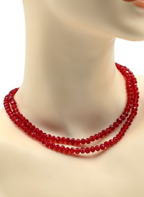 Beads bracelet with an elastic band made of zircon corn gr.6mm red 2.86 cm