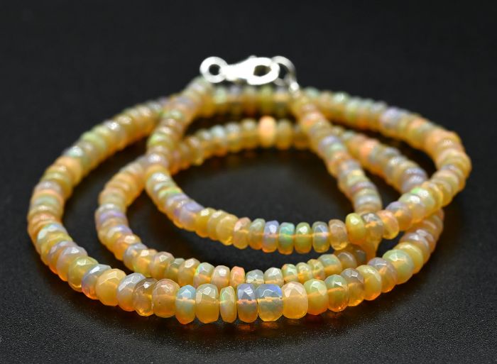 Opal beads cut rondel for an increase of 45cm, 8.9g