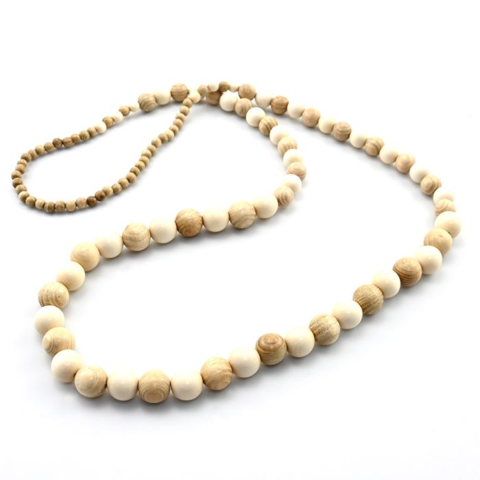 Wooden Pea beads 6-13mm, 90cm