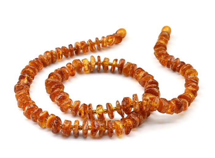 Amber beads discs 7-9mm color. cognac, 45cm