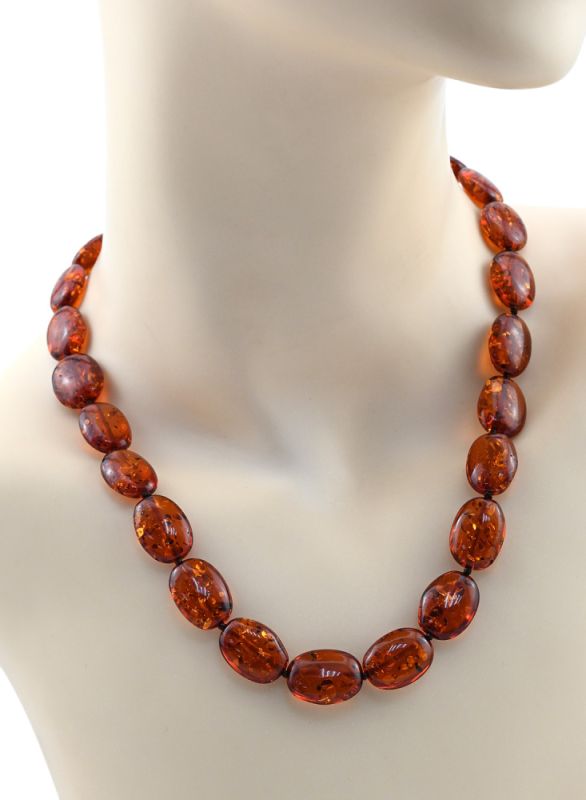 Beads made of amber t.oval 13*18mm cognac color, 47cm