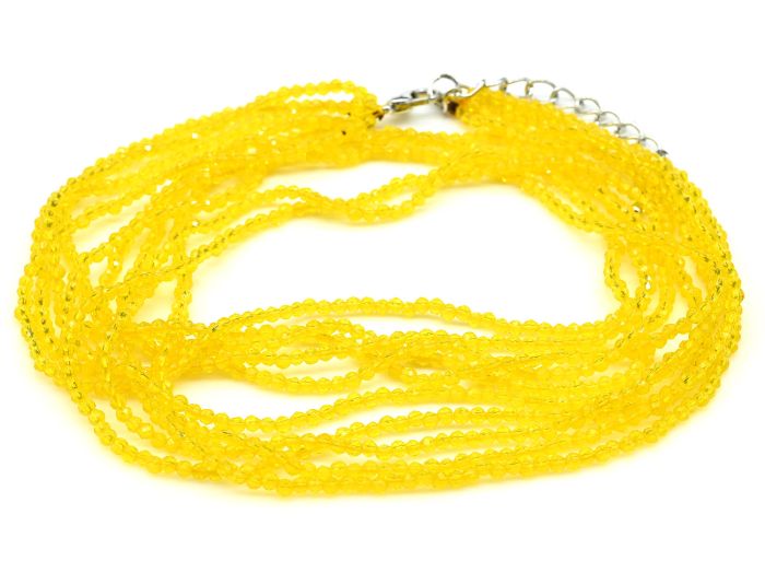 Zircon beads 5 strands ball gr.2mm color yellow, 45cm