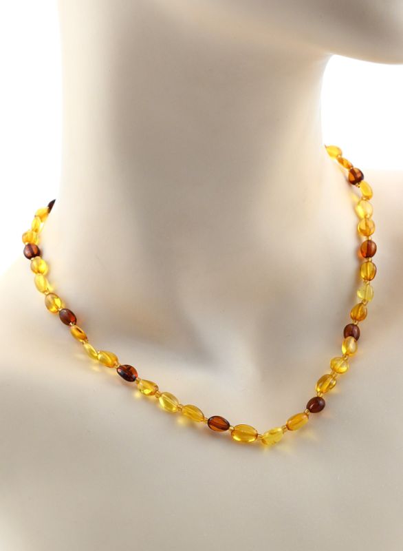 Amber beads galtovka color. honey, cognac, 42cm