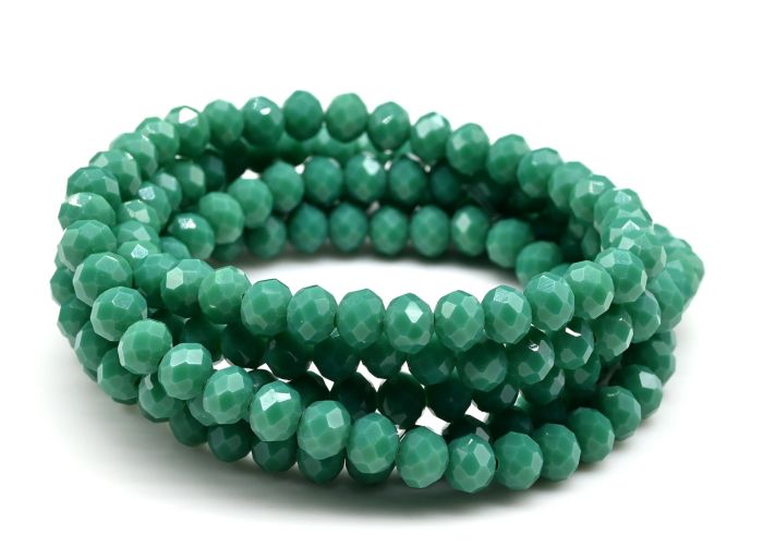 Beads bracelet with an elastic band made of zircon corn gr.6mm emerald, 86cm