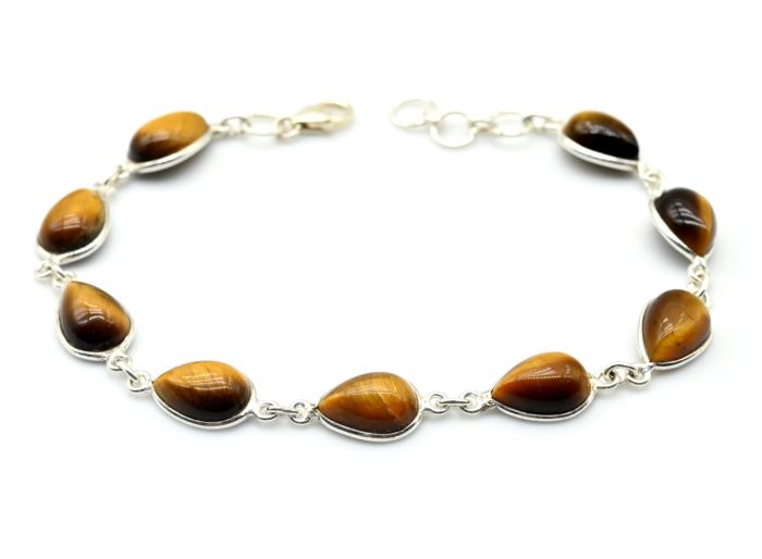 Bracelet C925 with tiger eye drop 8*11mm, 18.5-20cm, 6g