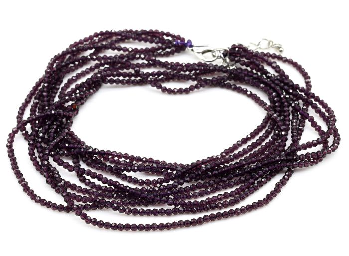 Zircon beads 5 strands ball gr.2mm color purple, 47cm