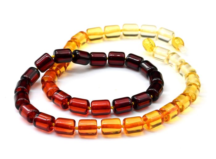 Amber beads cylinder 7*9mm rainbow lemon cherry, 47cm