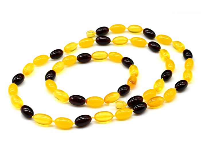 Beads and bracelet made of amber oval 8*14mm 2 honey, cognac, 56cm