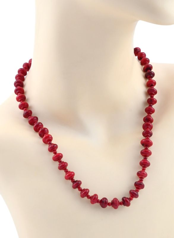 Red rondel coral beads 10*6mm, 49cm.