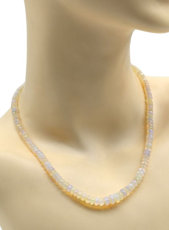 Opal beads cut rondel for an increase of 45cm, 15.5g