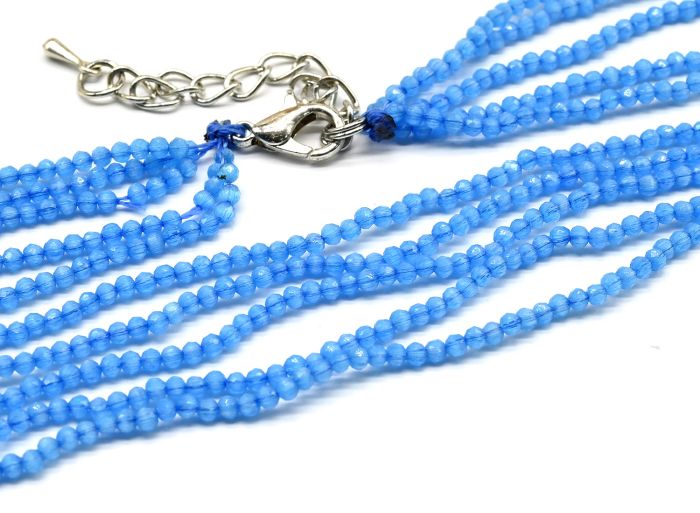 Beads made of Murano glass 5 strands ball gr.2mm color blue, 49cm