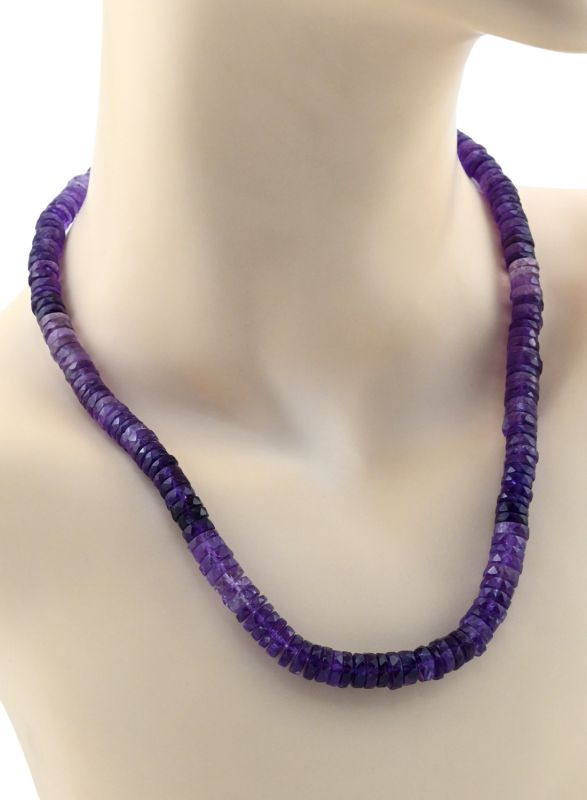 Amethyst beads discs gr.7-9mm, 48cm, 51.9g