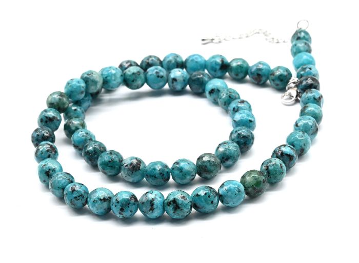 Beads made of calcite ball gr.8mm color turquoise, 48cm