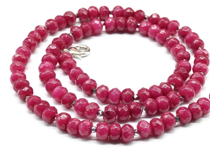 Beads made of calcite rondel gr.6*4mm color.pink, 46cm