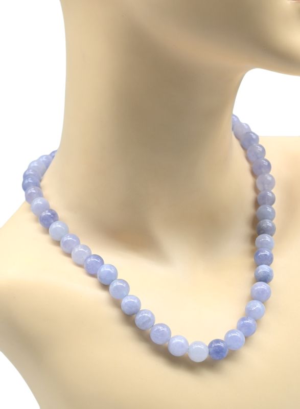 Beads made of calcite ball 10mm color blue, 44cm