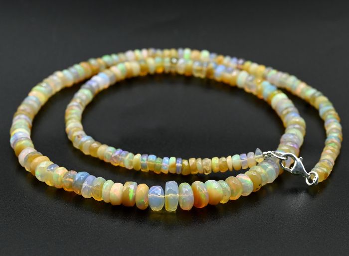 Opal beads cut rondel for an increase of 45cm, 11.9g