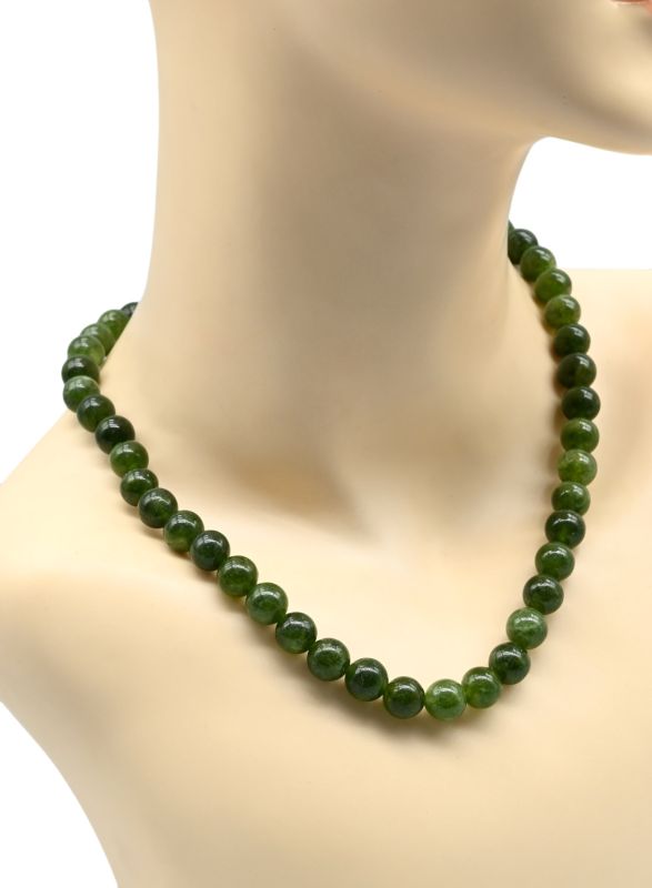 Beads made of calcite ball 10mm olive green, 44cm