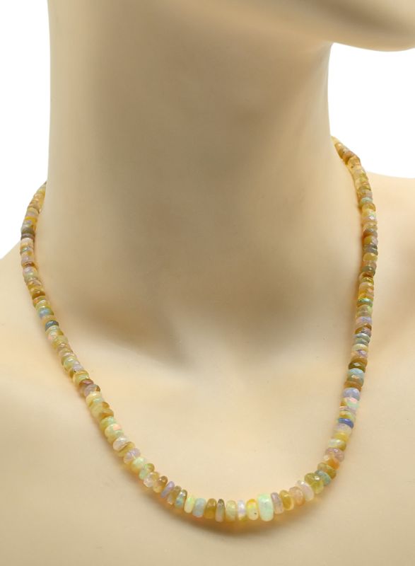 Opal beads cut rondel for an increase of 45cm, 11.8g