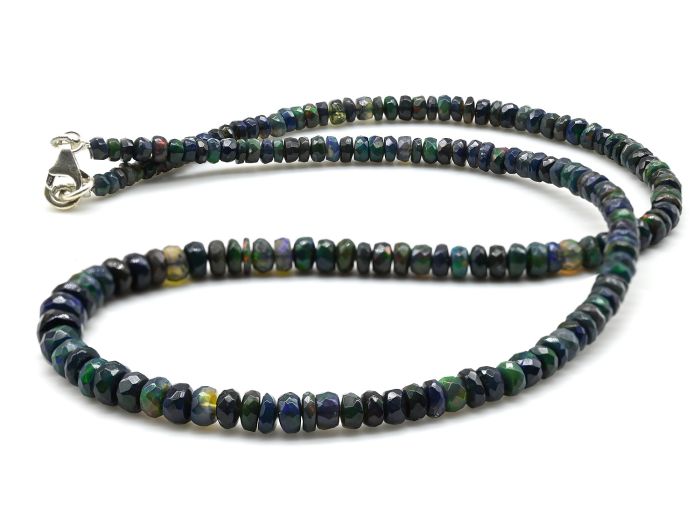 Black rondel cut Opal beads, 47cm, 10.8g