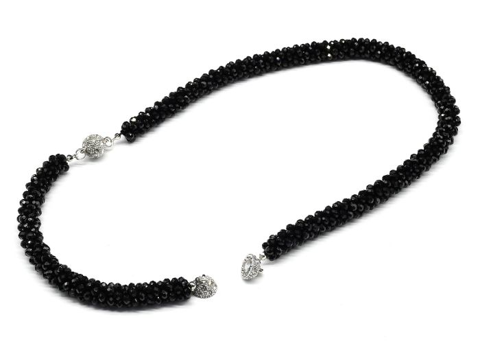 Beads and bracelet made of zircon "Harness" 1cm color.black, 47, 20cm