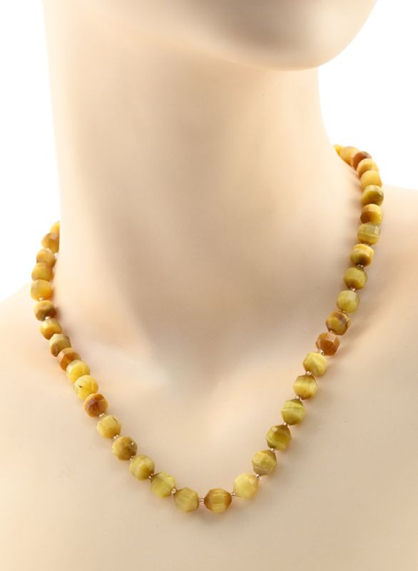 Beads made of yellow tiger's eye, faceted 7*8mm, 45cm