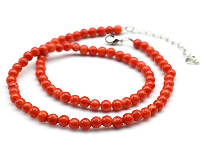 Beads made of orange coral ball 5mm, 41cm